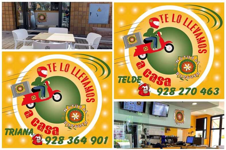 Imágenes del negocio de Telde y de los teléfonos de pedidos a domicilio (Foto TA)